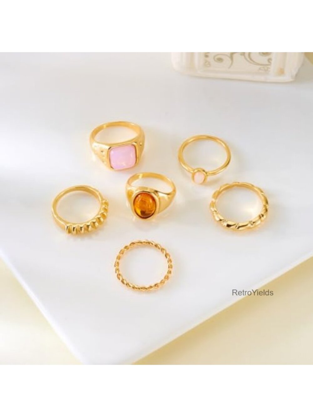 Chunky Stackable Open Band Rings Set Adjustable Statement Jewelry - Picture 5 of 6